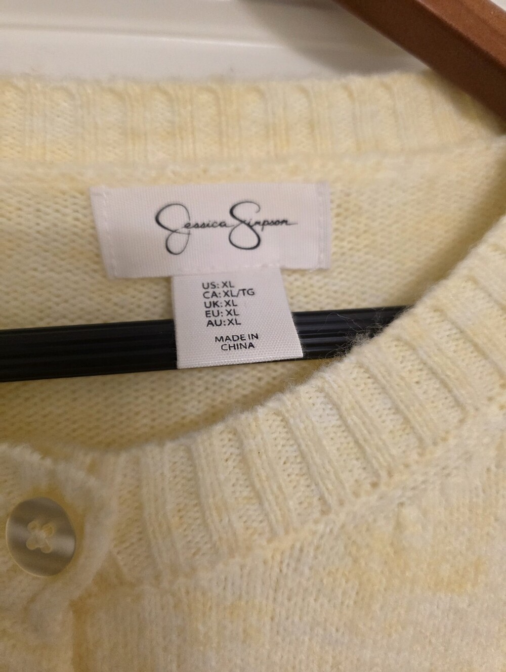 Embroidered Daisy Cottage Core Button Cardigan Womens XL Jessica Simpson Yellow - Picture 3 of 9